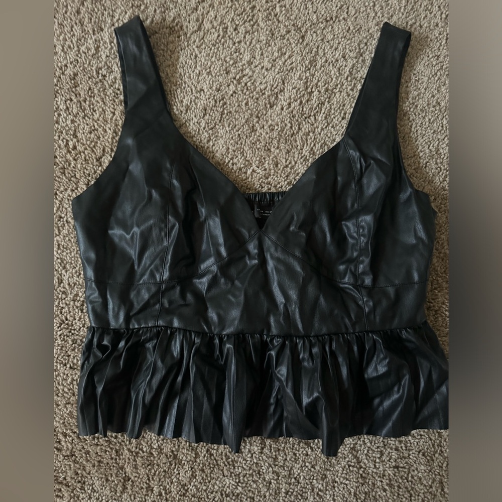 Zara Women's Faux Leather Blk top